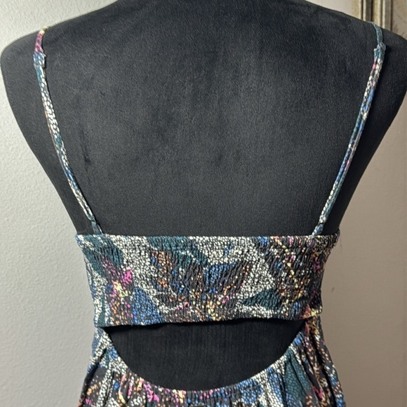 O’Neill Lexie blue geo floral print open back midi dress Sz S - Picture 6 of 8